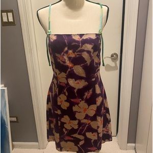 Zara purple flower linen dress